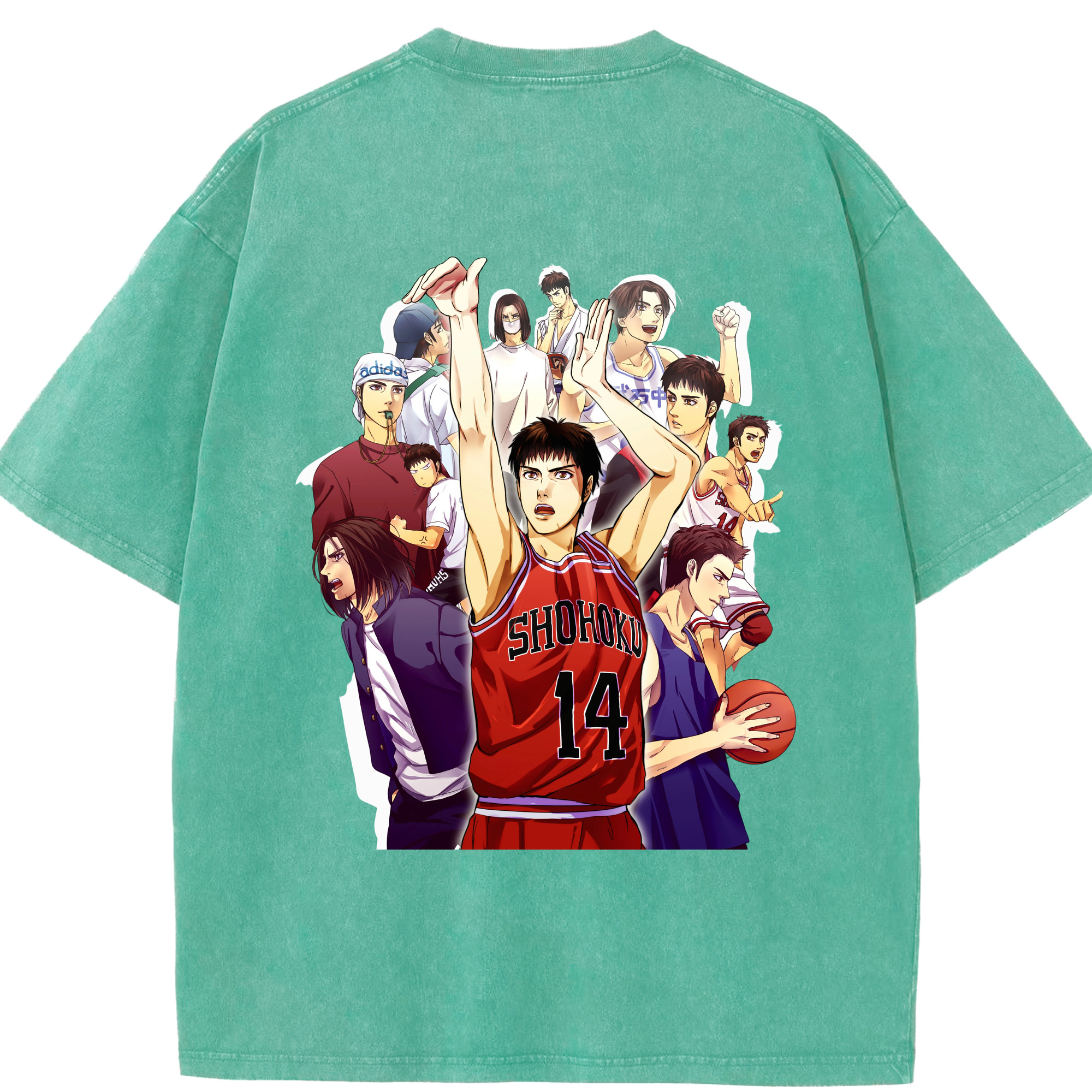 SLAM DUNK／スラムダンク 綿100% ヴィンテージ風 半袖Tシャツ（背面プリント）